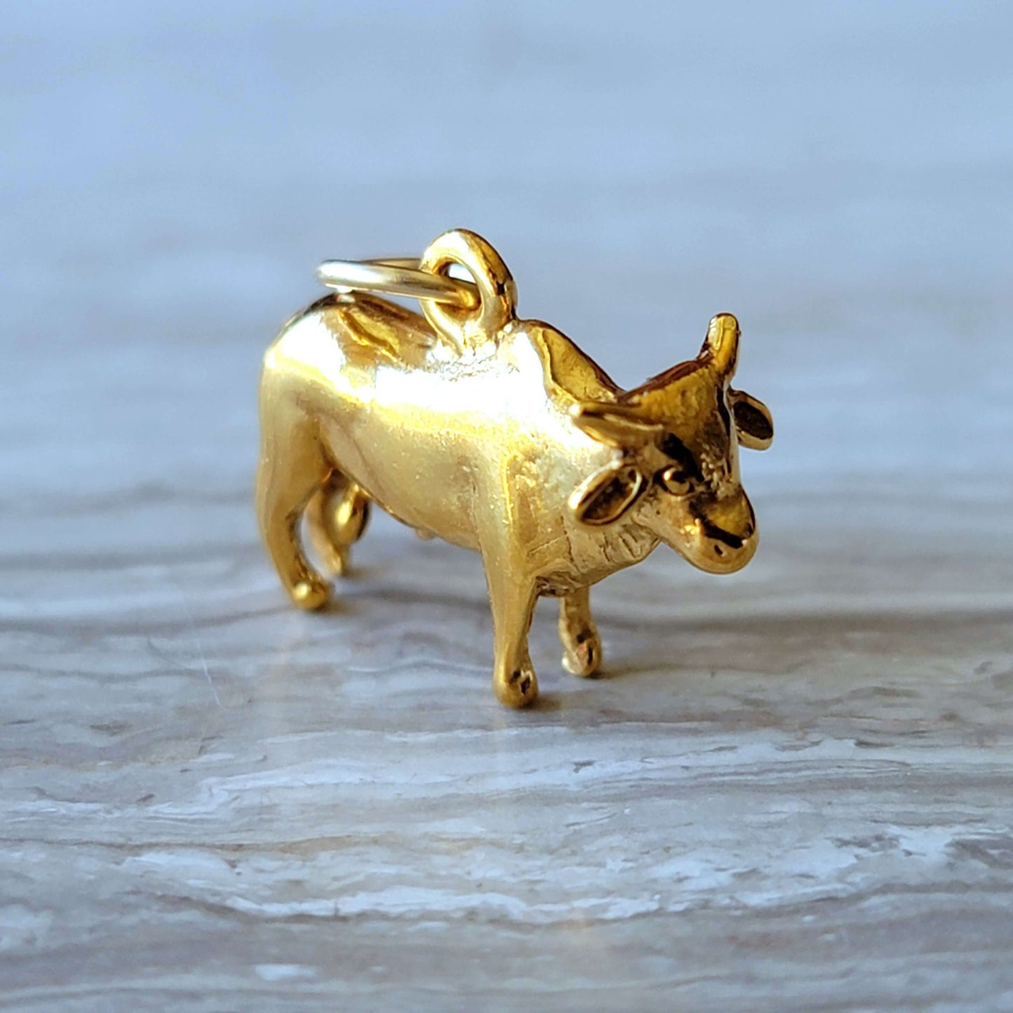 Gold Brahman Bull Necklace Charm
