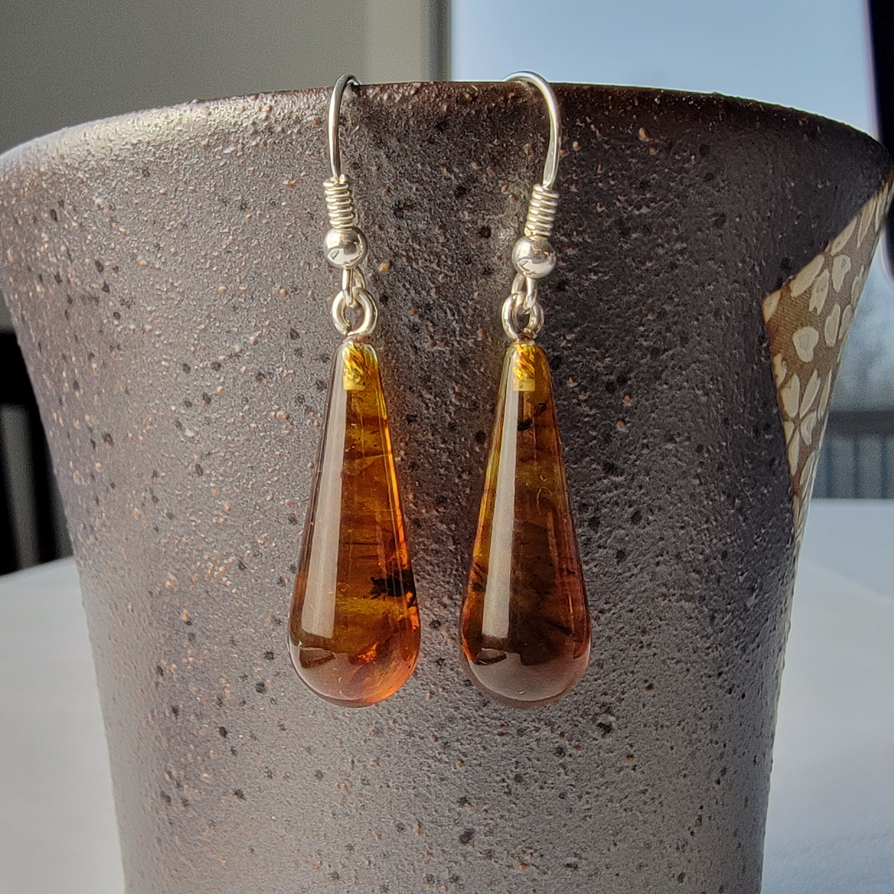 Amber clearance teardrop earrings