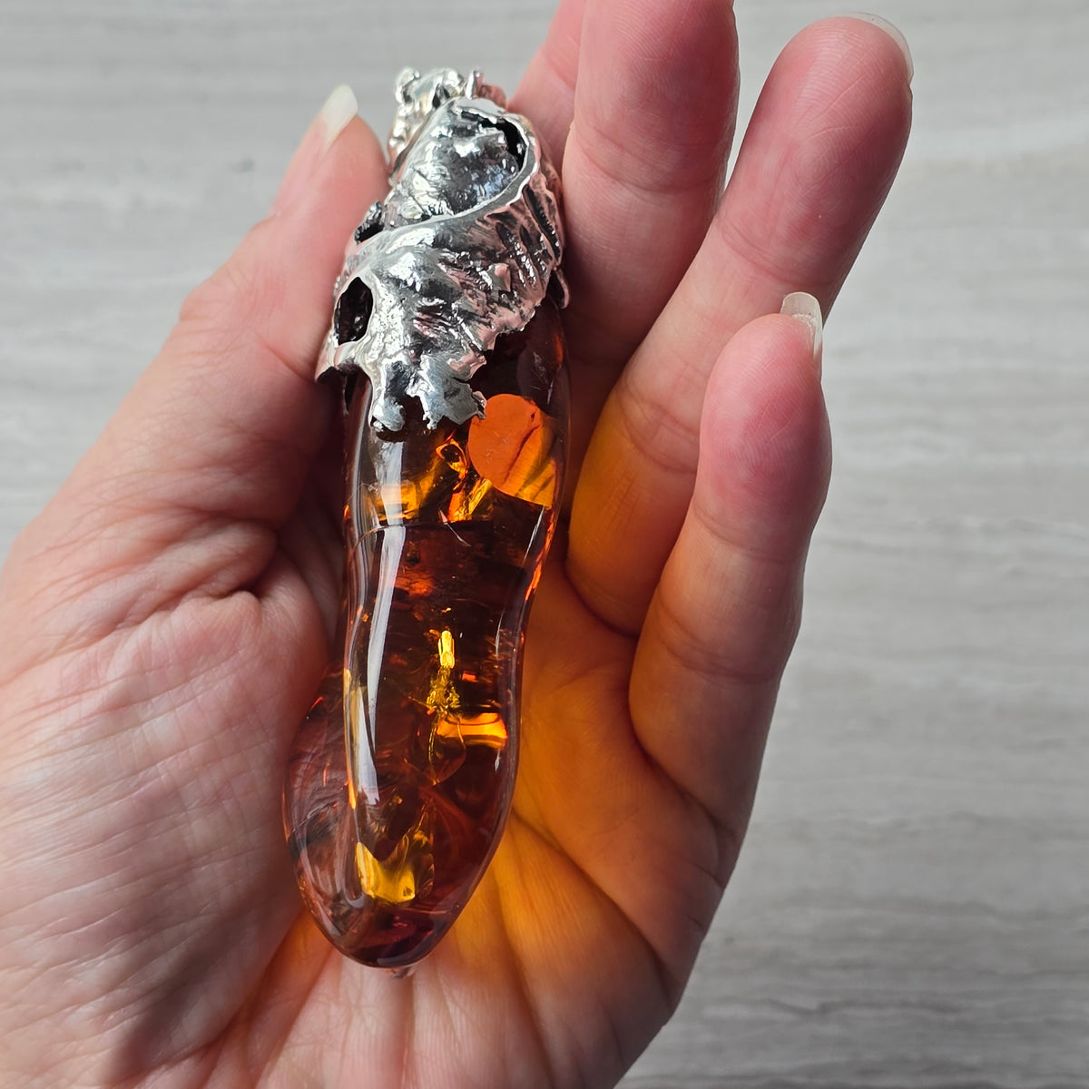 Statement Size Baltic Amber Pendant with Custom Sterling Silver Bail