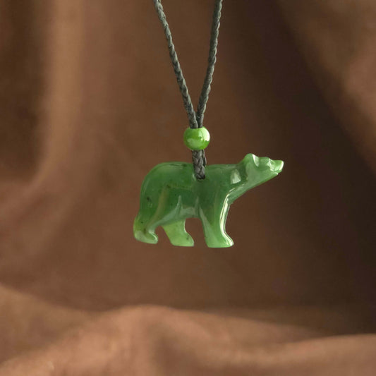 Large Green Jade Polar Bear Pendant