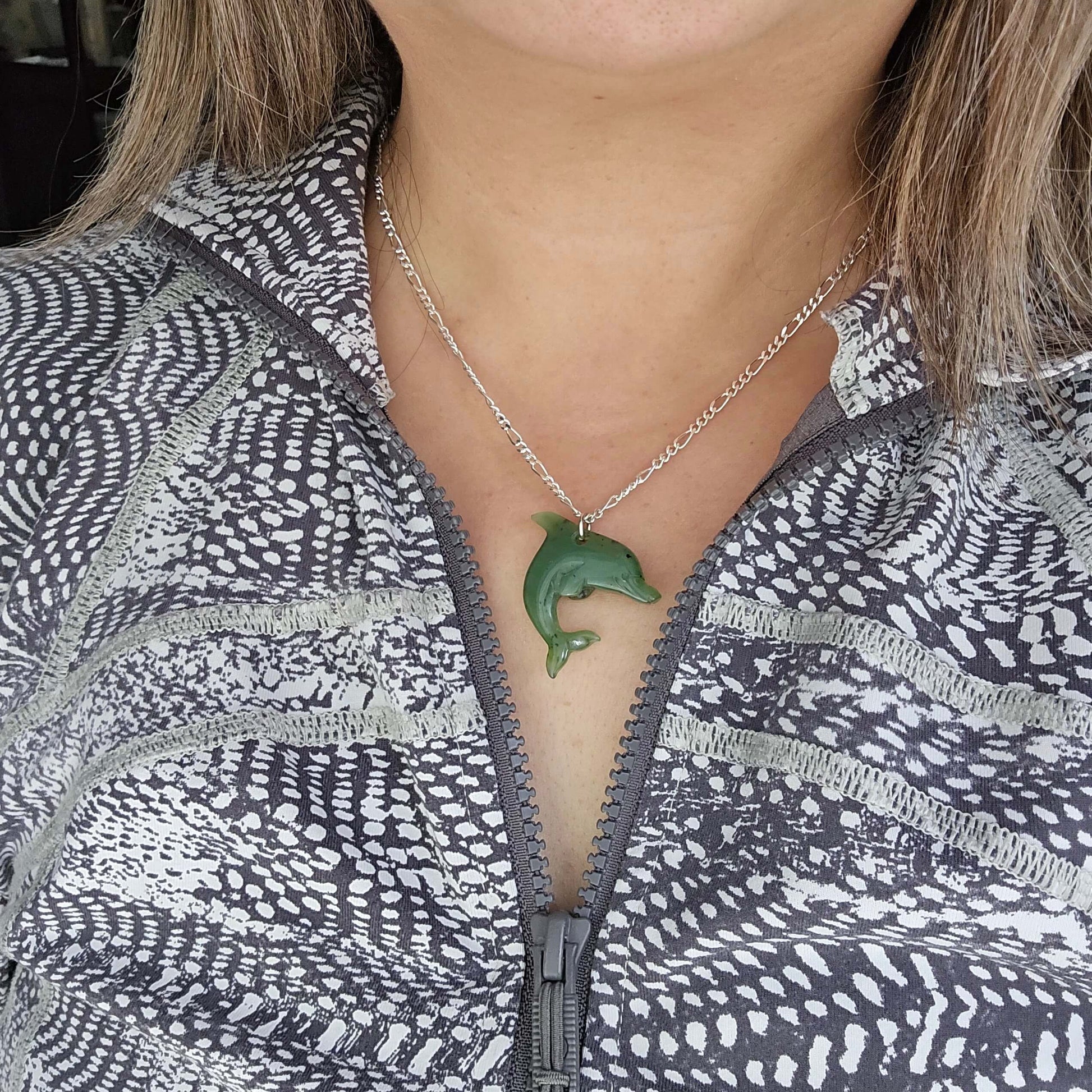 Large Canadian Jade Dolphin necklace 