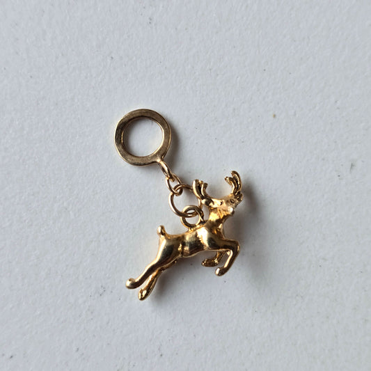 Gold Reindeer Charm Pendant