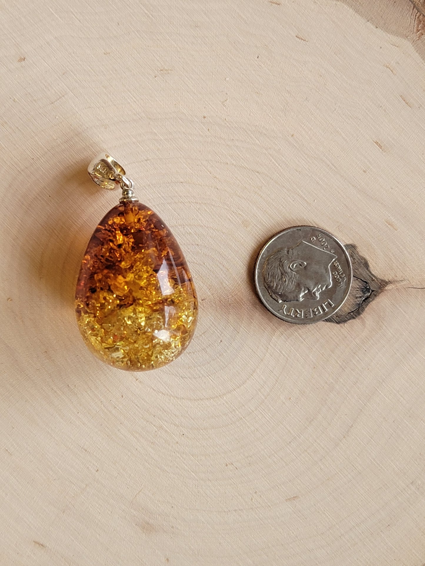 Amber Teardrop Pendant Necklace Ombre Color