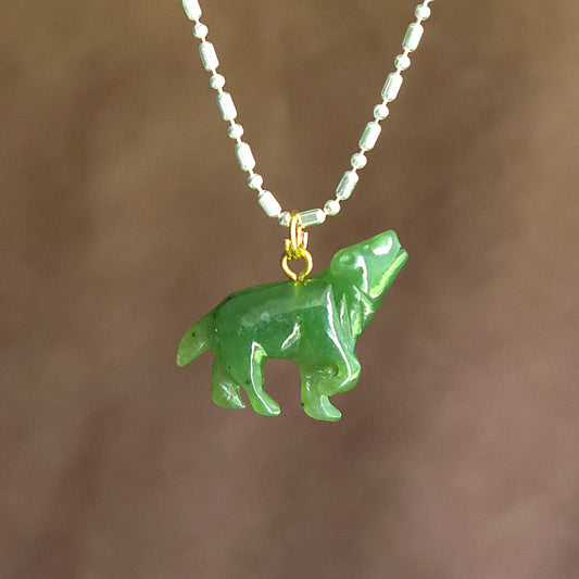 Canadian-Jade Howling Wolf Charm