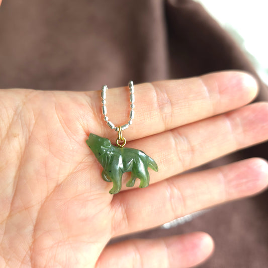 Canadian-Jade Howling Wolf Charm