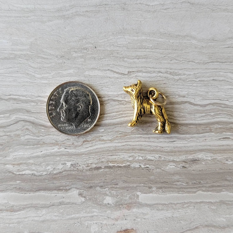 Gold German Shepard charm