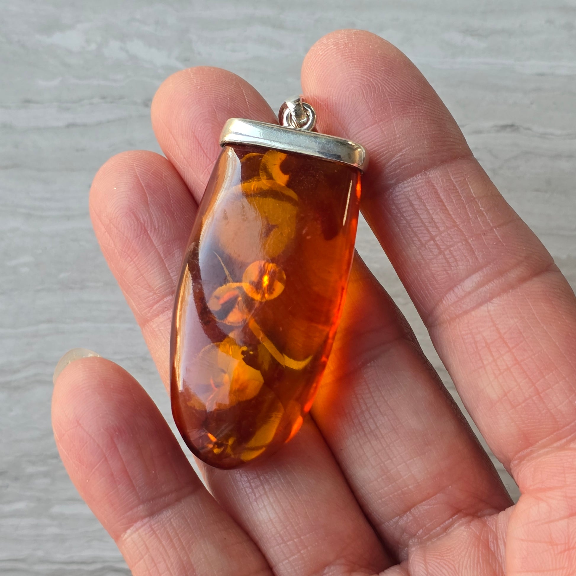 baltic amber pendant rectangular shape
