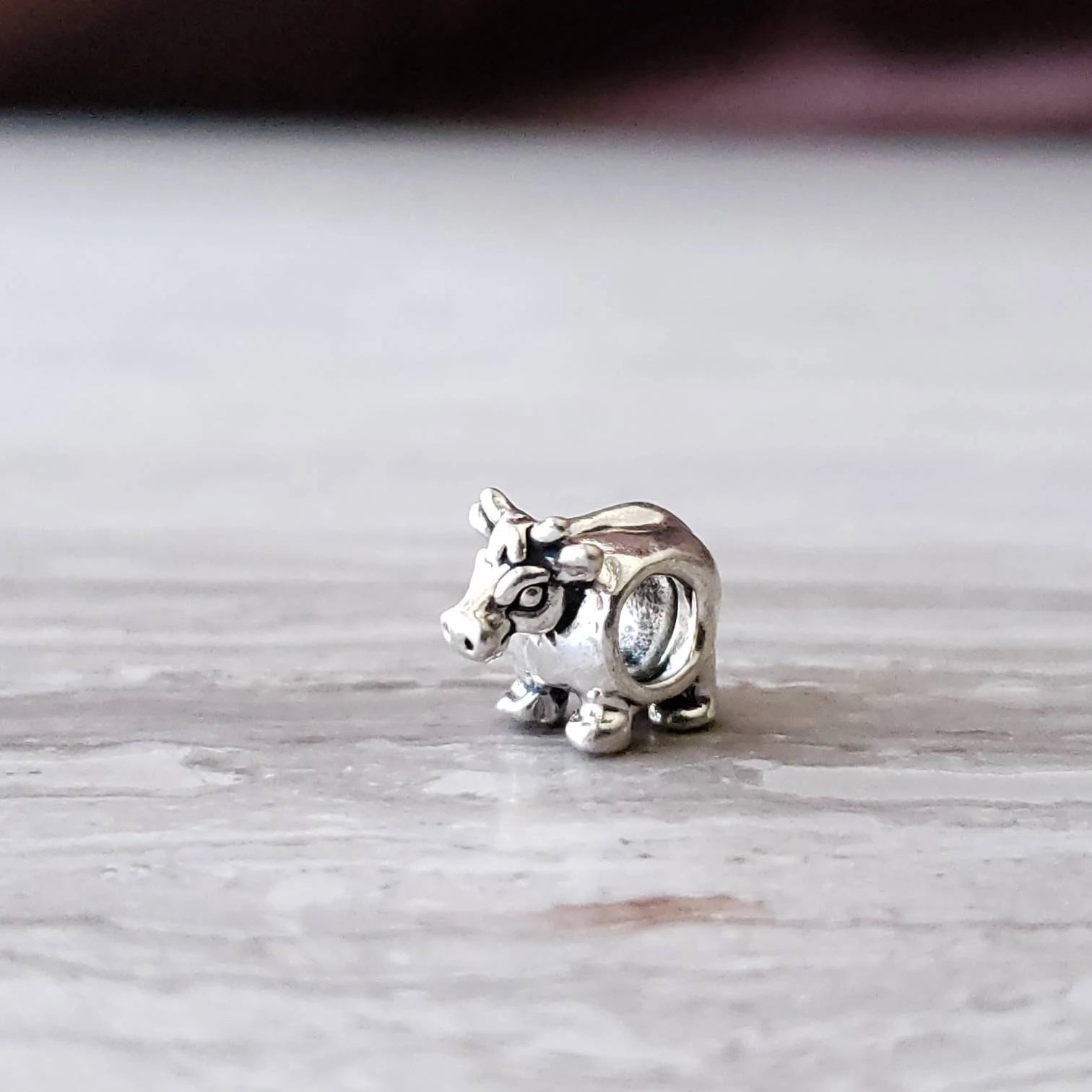 silver cow charm for bracelets