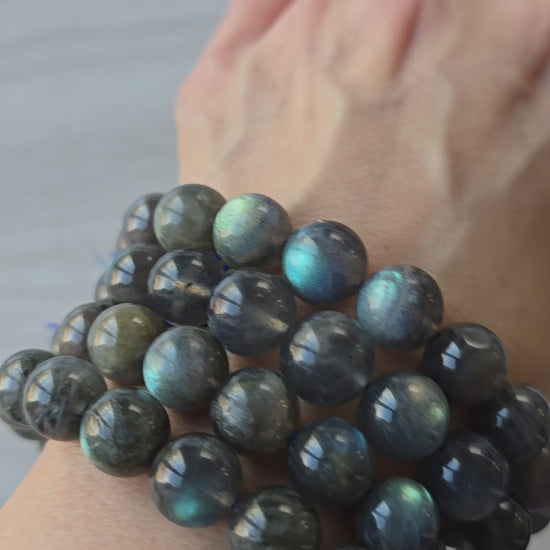 Labradorite beaded bracelet 10 mm