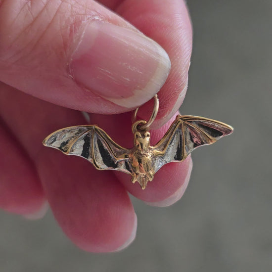 Silver and Gold bat charm for necklace