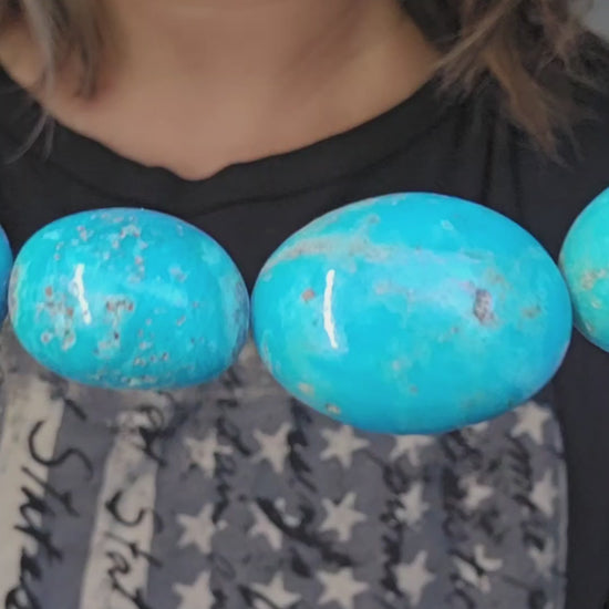 Kingman Turquoise Beads, side drilled, 8" String