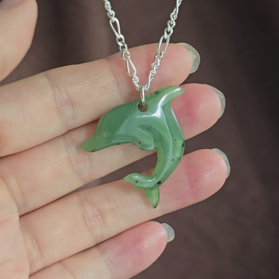 Large jade dolphin pendant