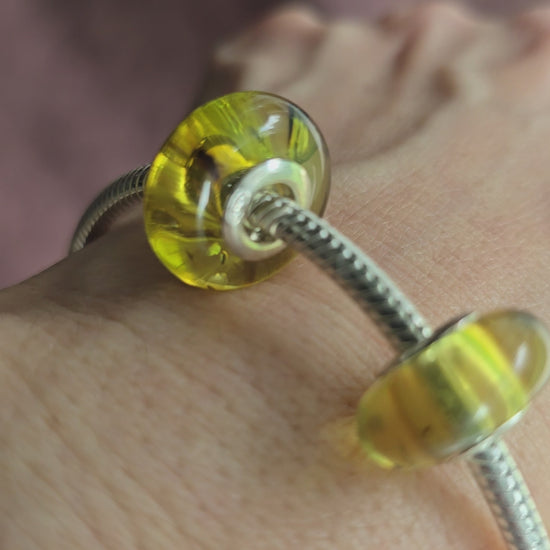 yellow green amber bead for European Style Bracelets
