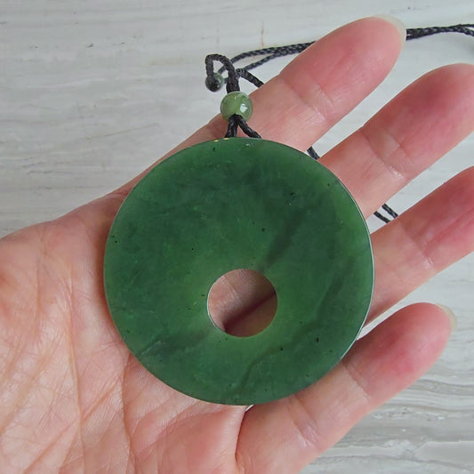Siberian Jade Disk Pendant, Statement Size Jade Necklace