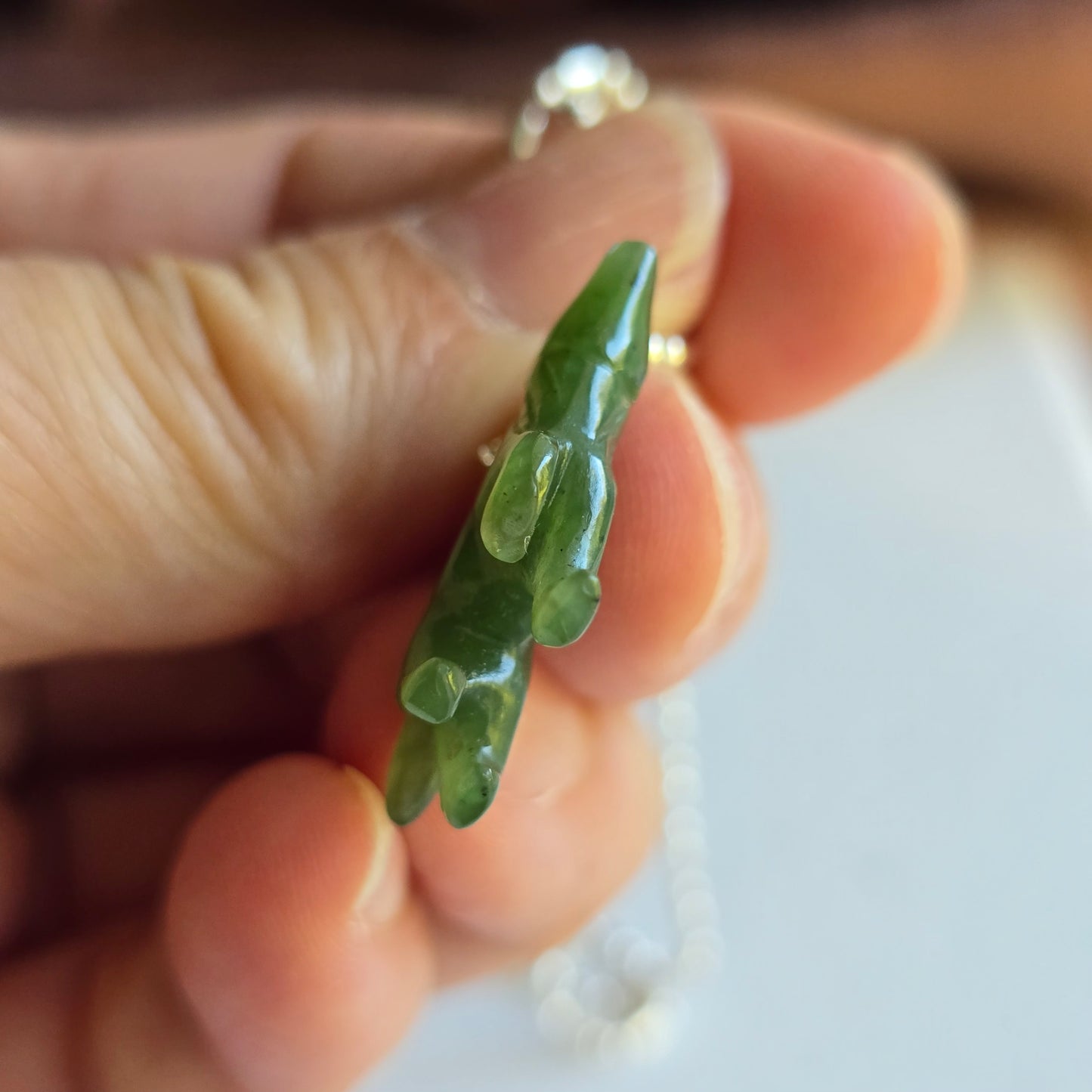 real jade wolf charm for necklaces