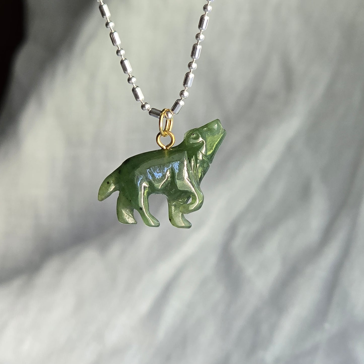 real jade wolf charm for necklaces