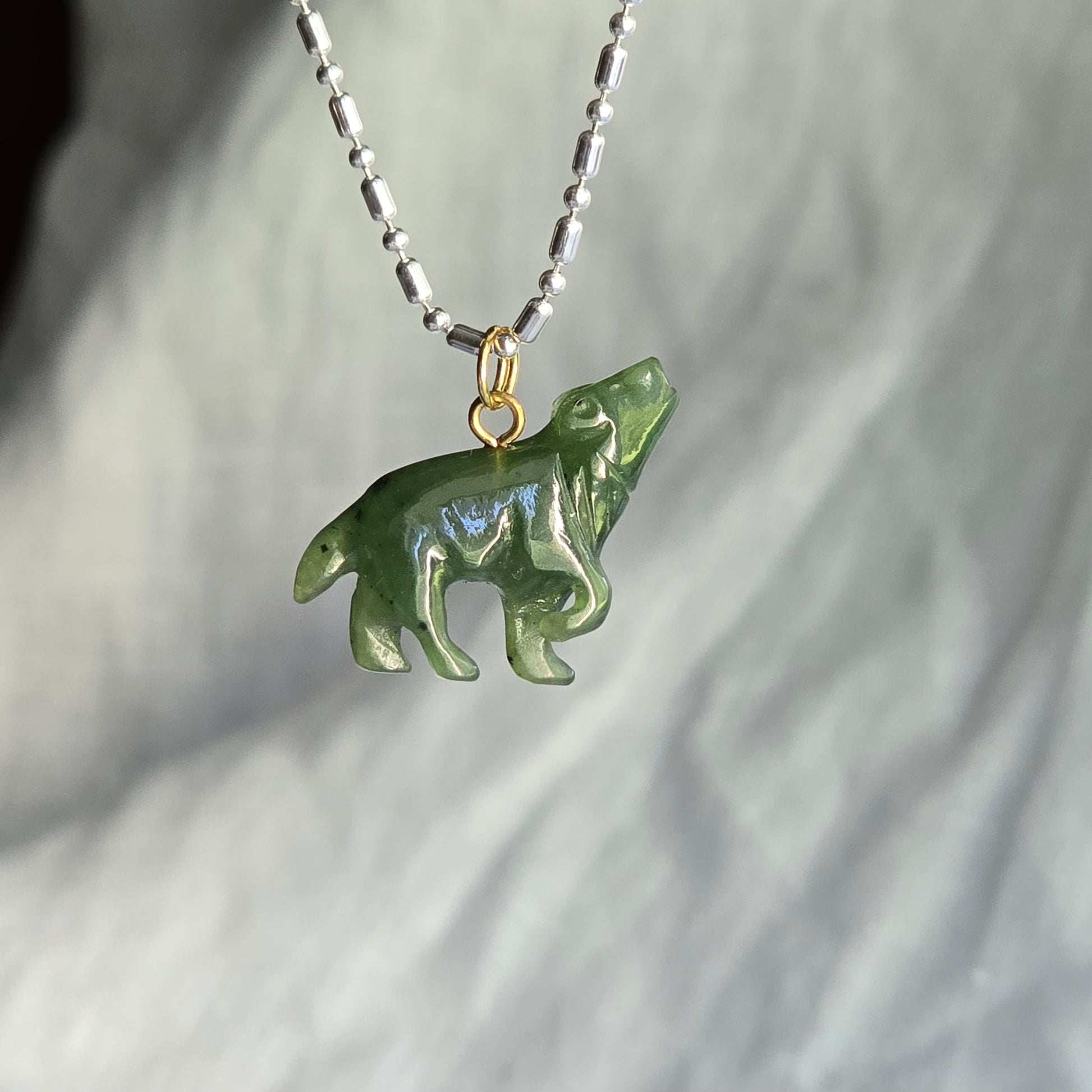real jade wolf charm for necklaces