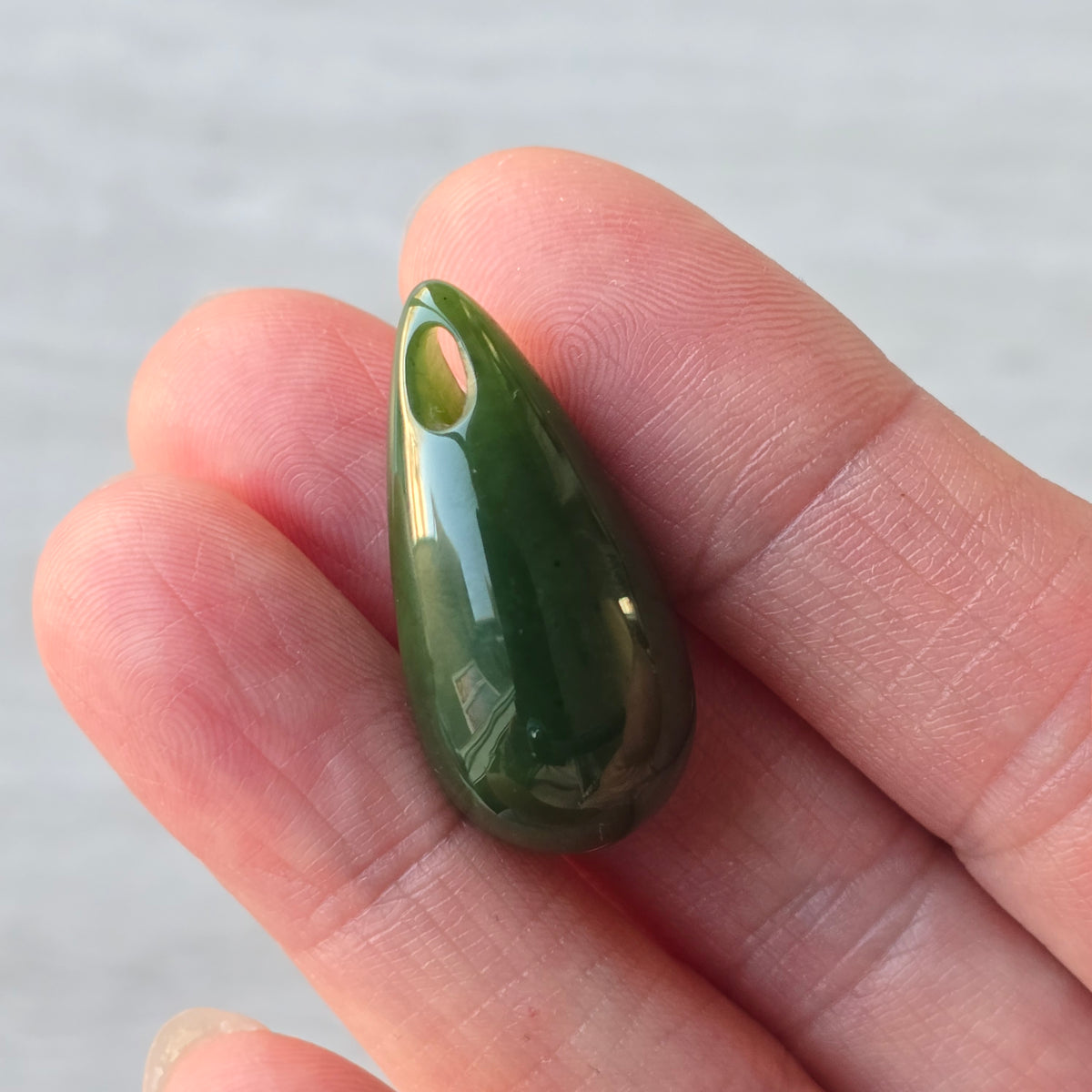 Jade Drop Pendant, Side Drilled for Chain Necklaces