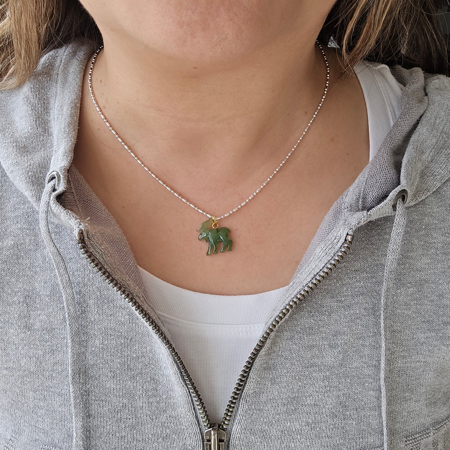 Hand-Carved Jade Moose Charm | Petite Animal Pendant for Jewelry | Animal Charms | Good Luck Charm