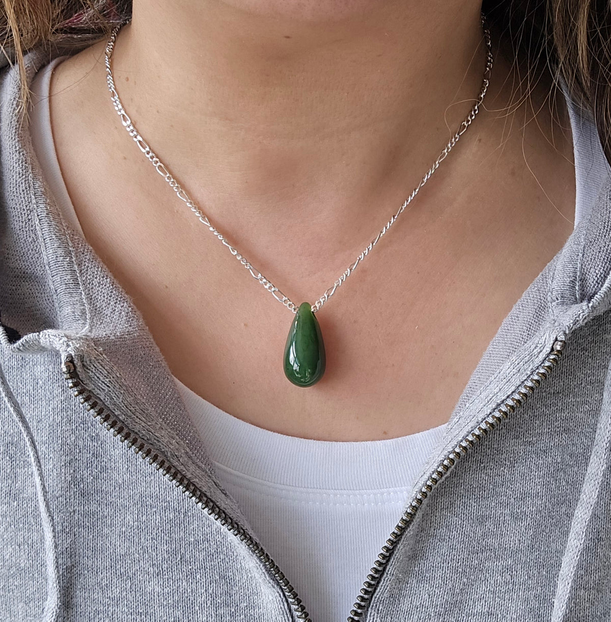 Jade Drop Pendant, Side Drilled for Chain Necklaces