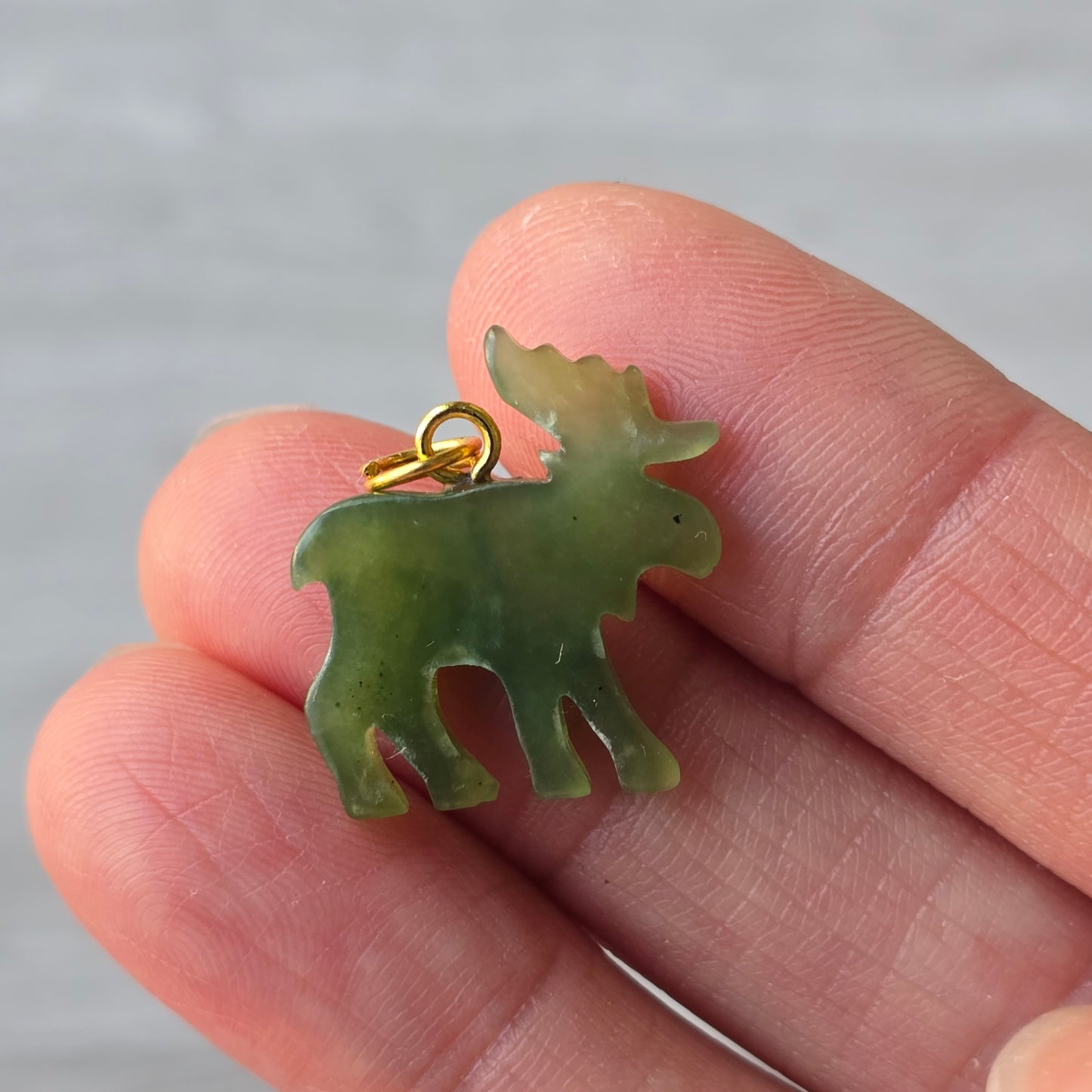 Hand-Carved Jade Moose Charm | Petite Animal Pendant for Jewelry | Animal Charms | Good Luck Charm