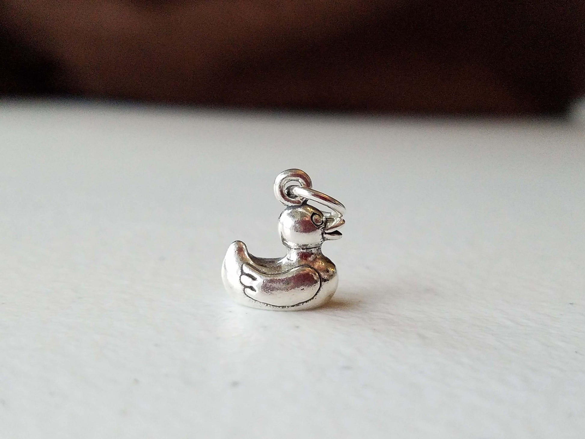 silver rubber ducky charm for necklaces and bracelets