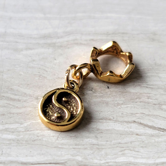 Gold Yin and Yang Bracelet Charm, Fits European Style Braclets