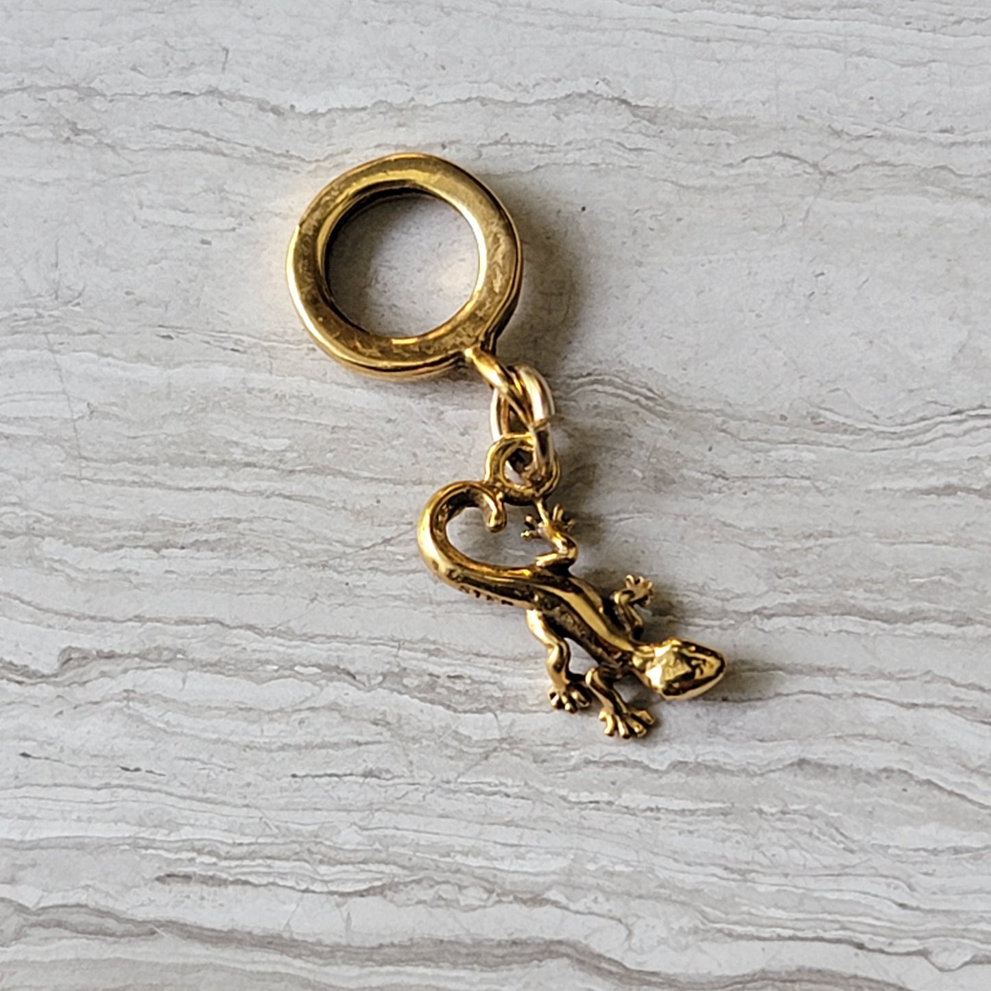 Gold gecko lizard bracelet charm