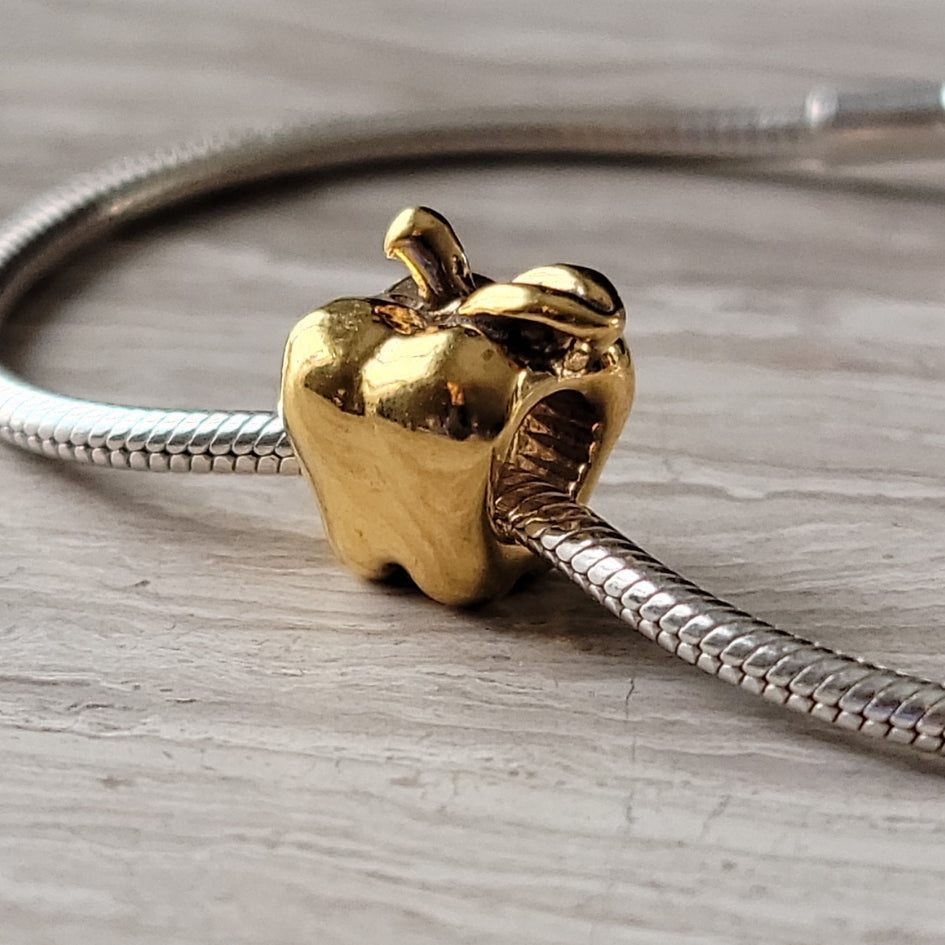 gold apple bracelet charm