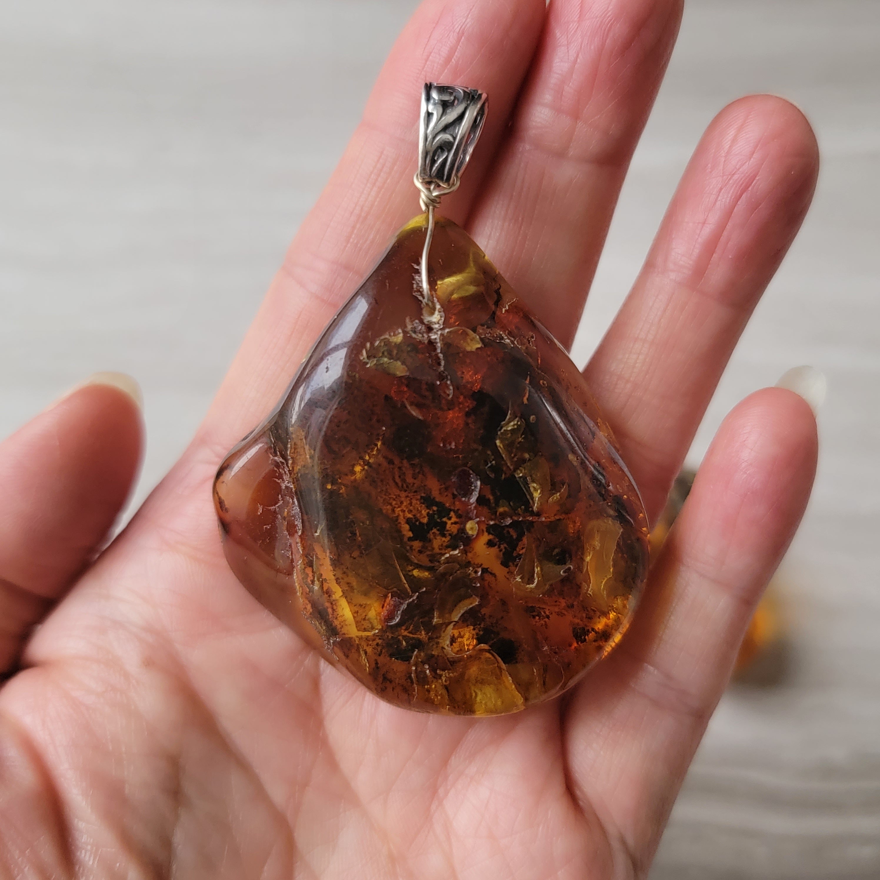 Sale Baltic Amber Pendant Silver Necklace. Natural Brown Amber Jewelry -  Etsy