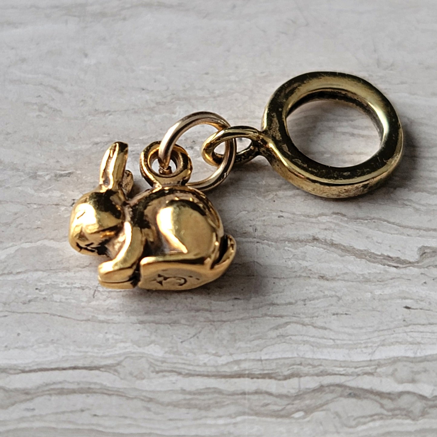 Gold Bunny Rabbit Bracelet Charm, fits European Style Bracelets