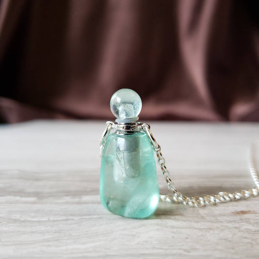 Green Fluorite aromatherapy Bottle Necklace