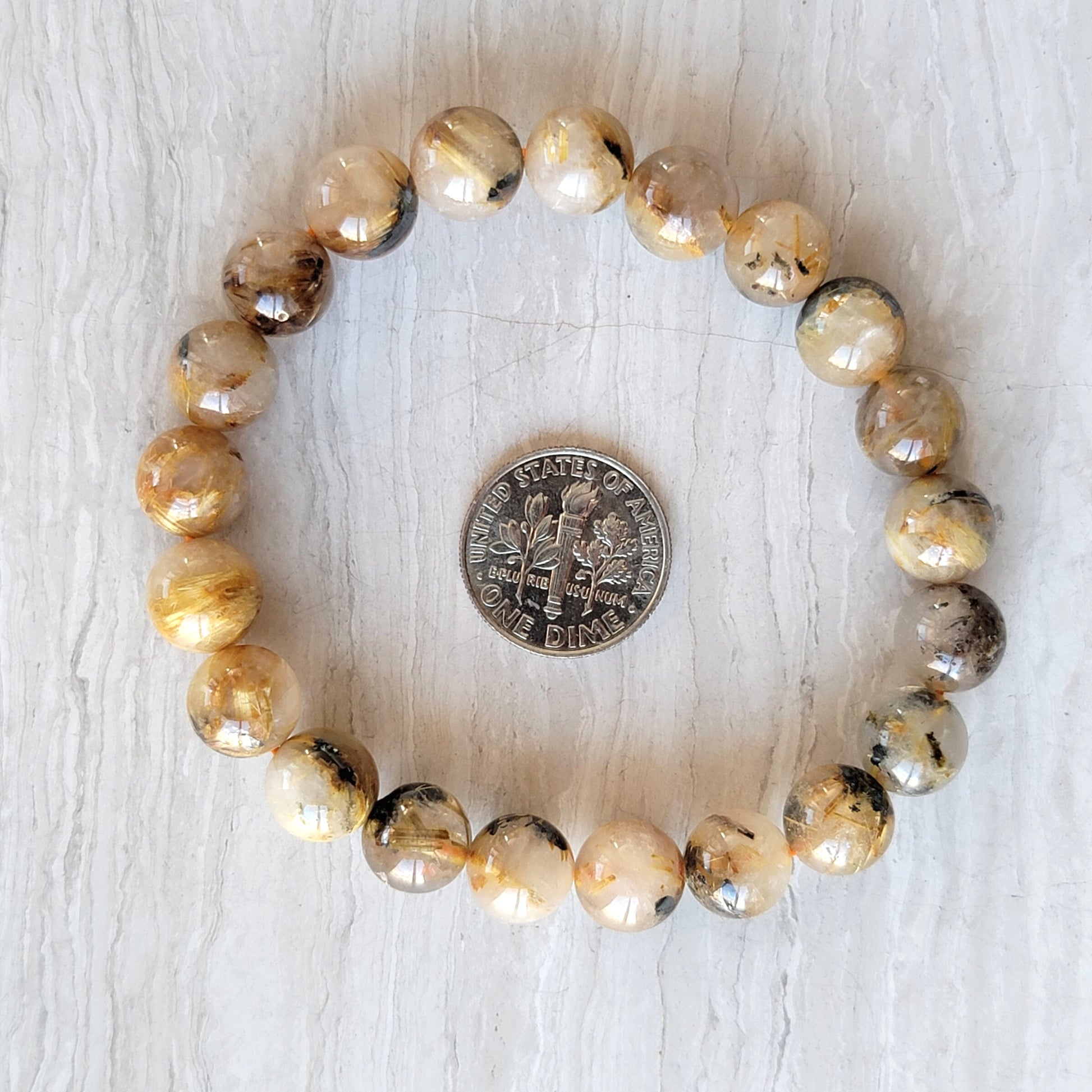 golden rutile quartz bead bracelet