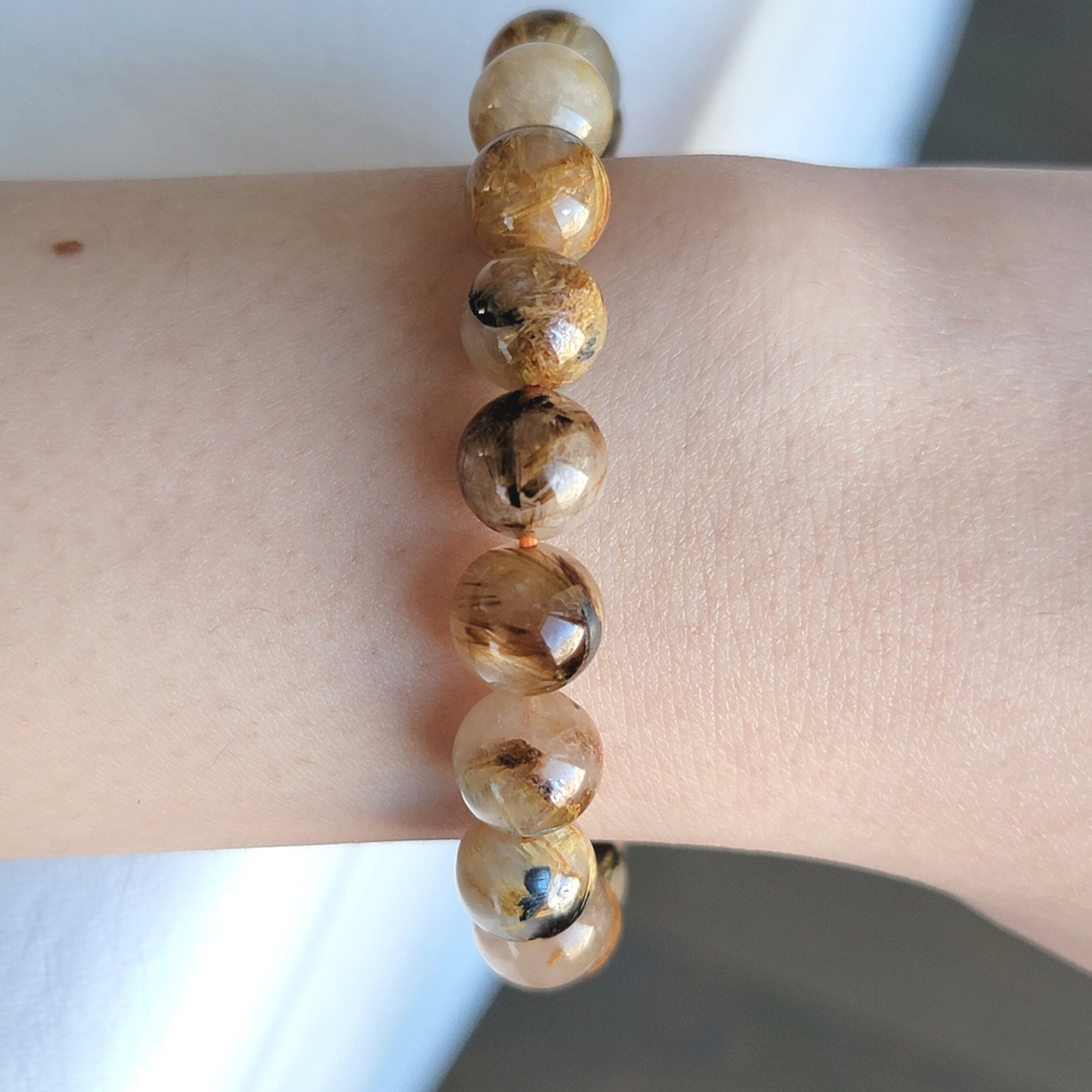 golden rutile quartz bead bracelet