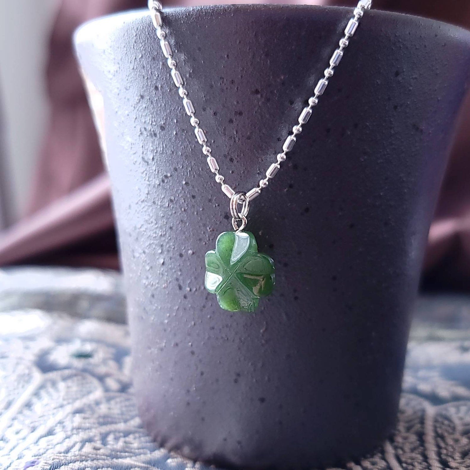Green Four leaf Clover Dual purpose Sweater Chain Necklace - Temu