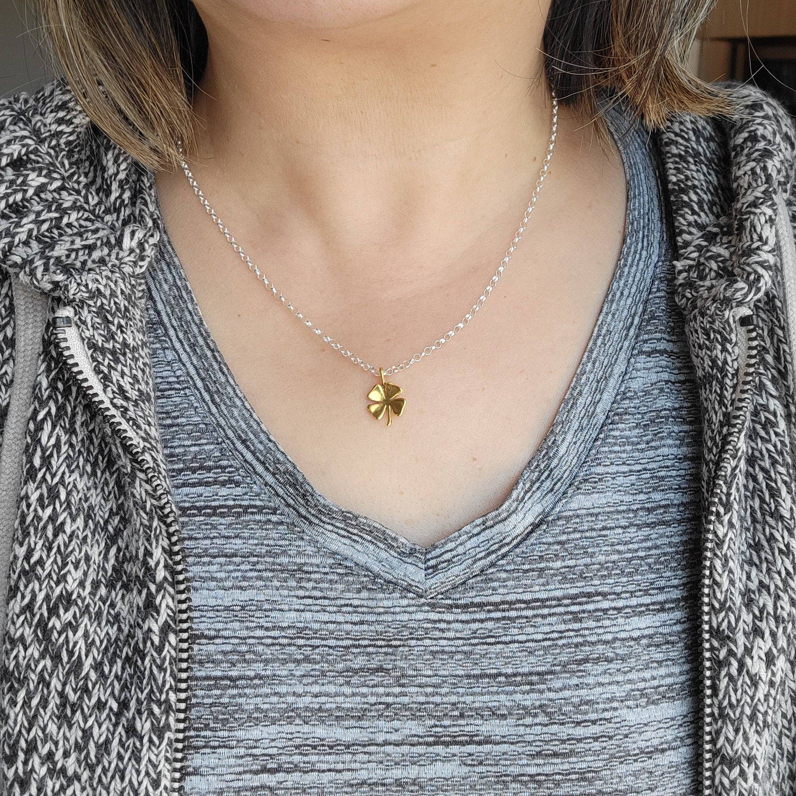 Gold clover charm pendant