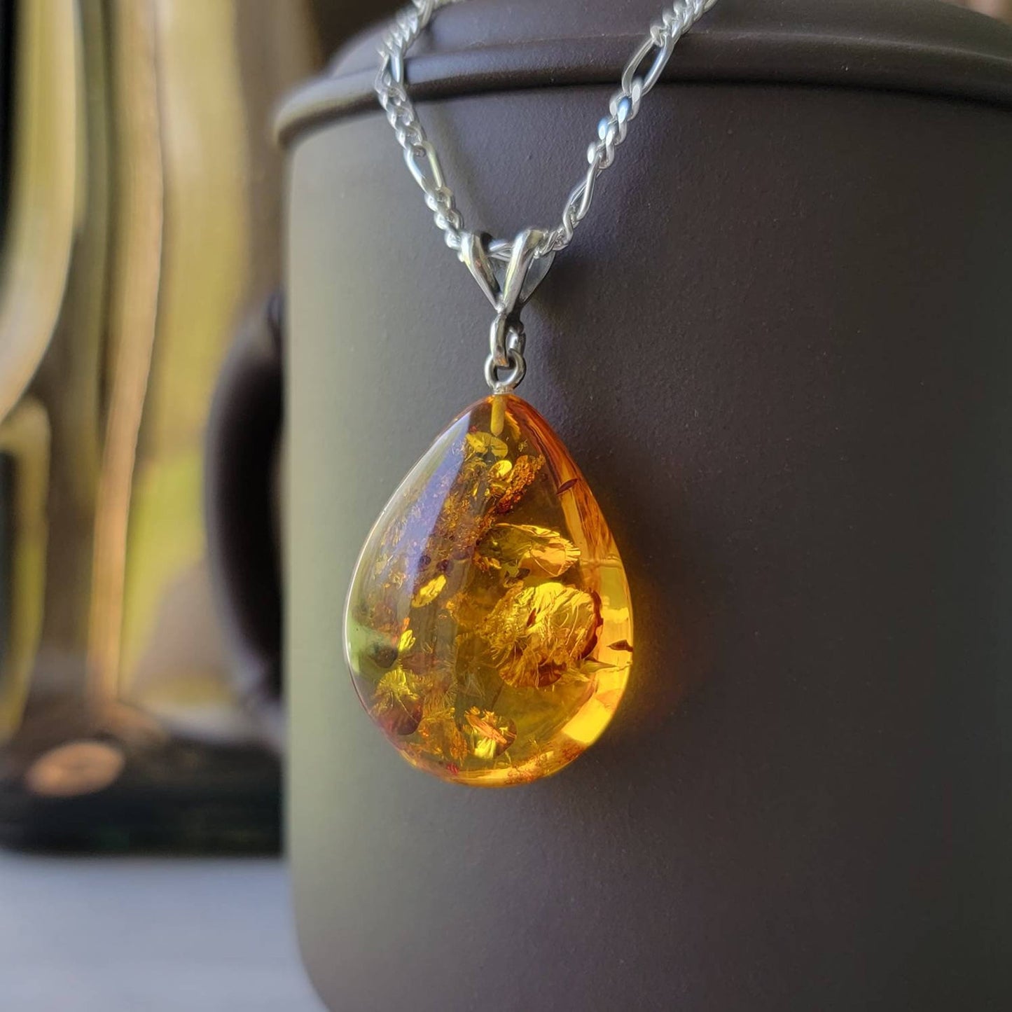 baltic amber teardrop pendant honey color