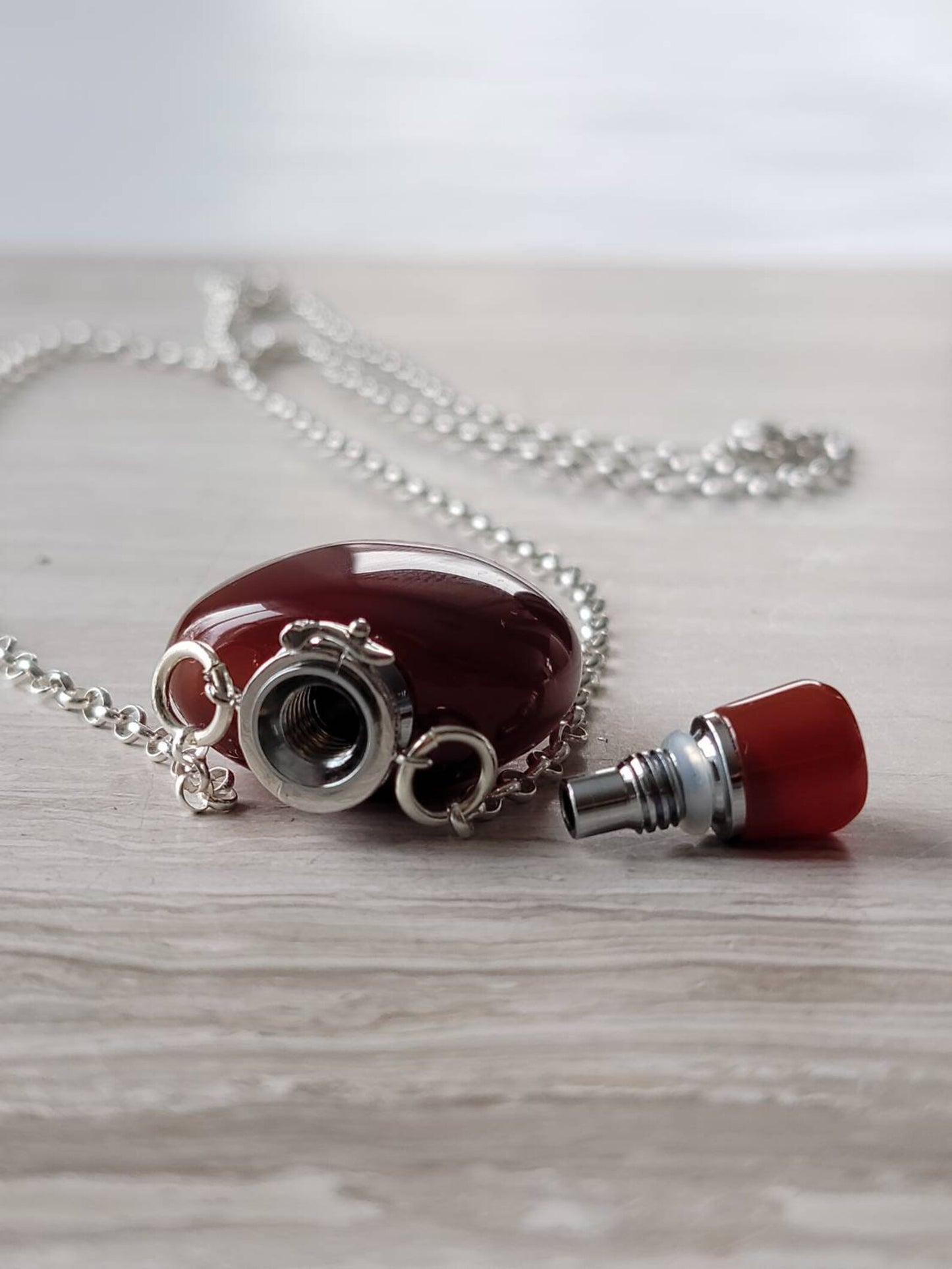 Heart Gemstone Aromatherapy Necklace