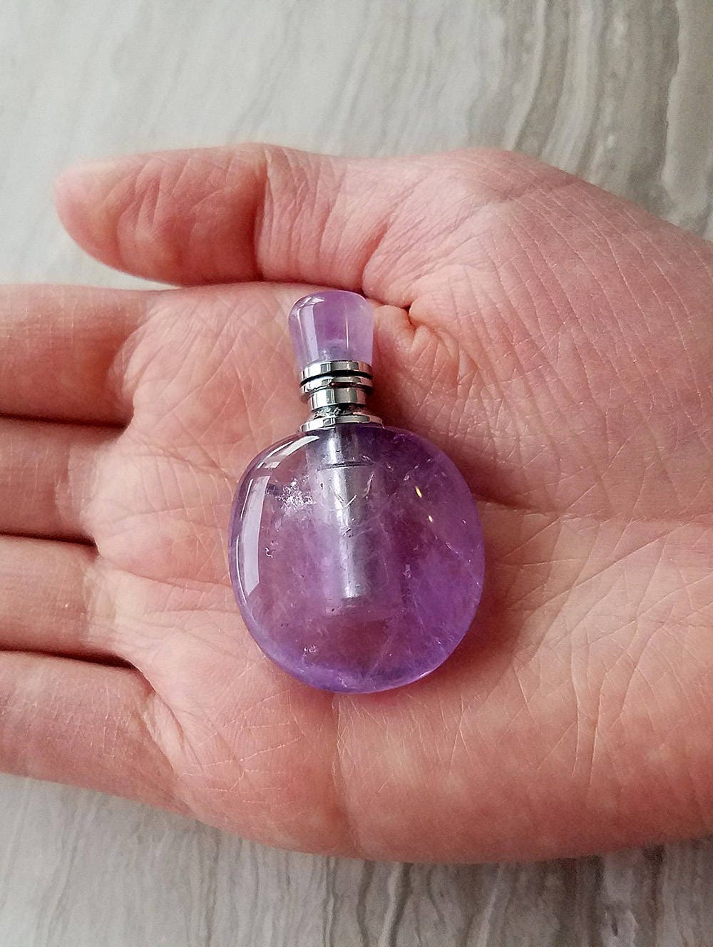 amethyst gem bottle pendant