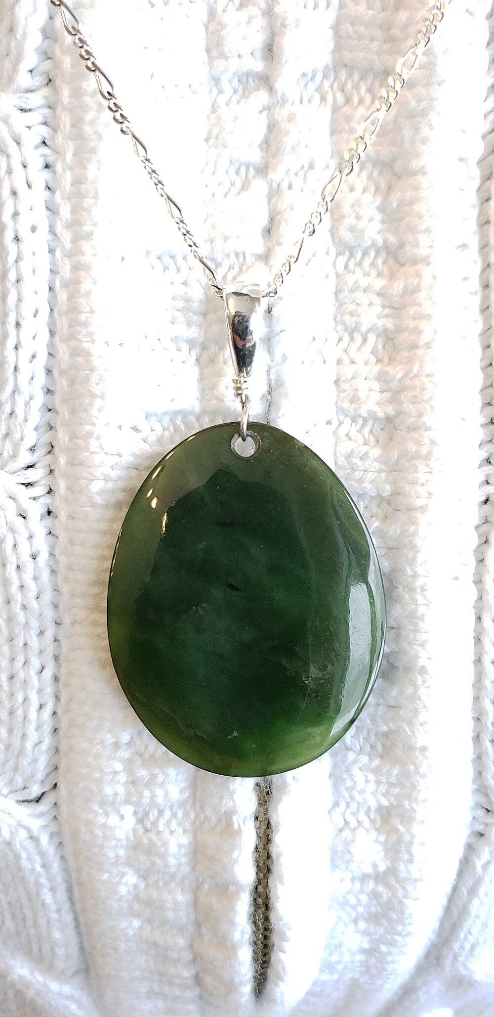large jade worry stone pendant