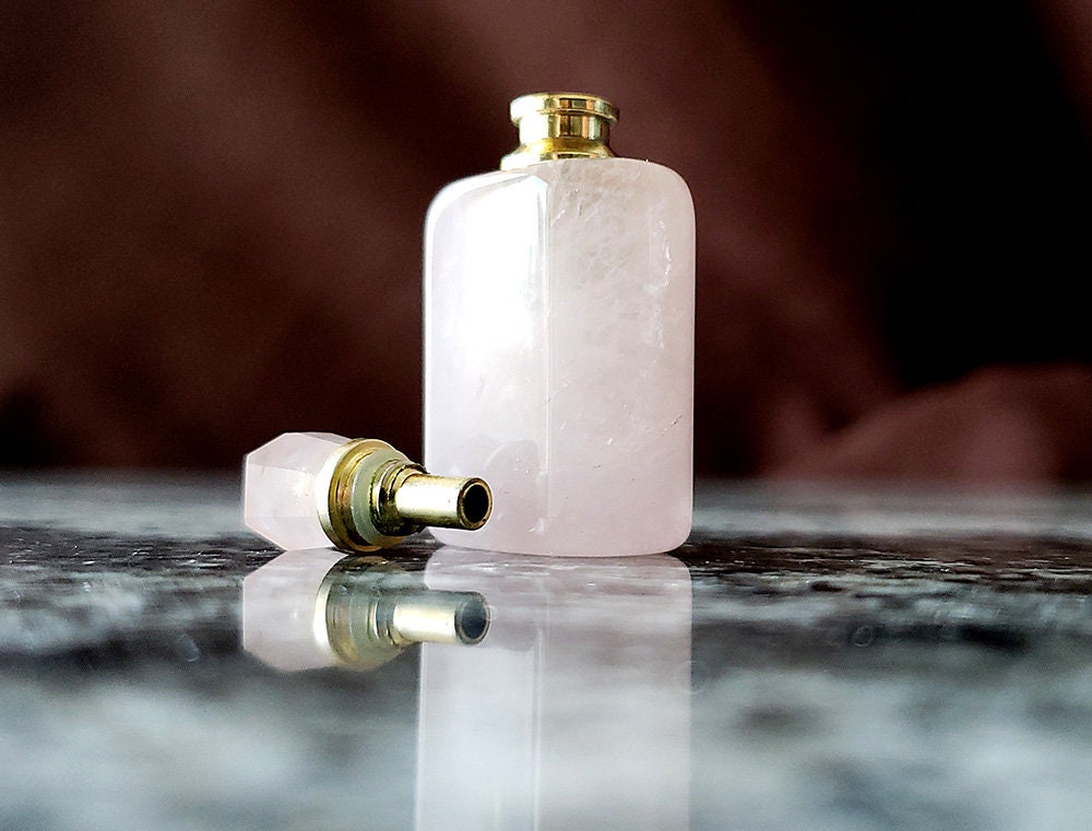 Rose quartz aromatherapy bottle pendant