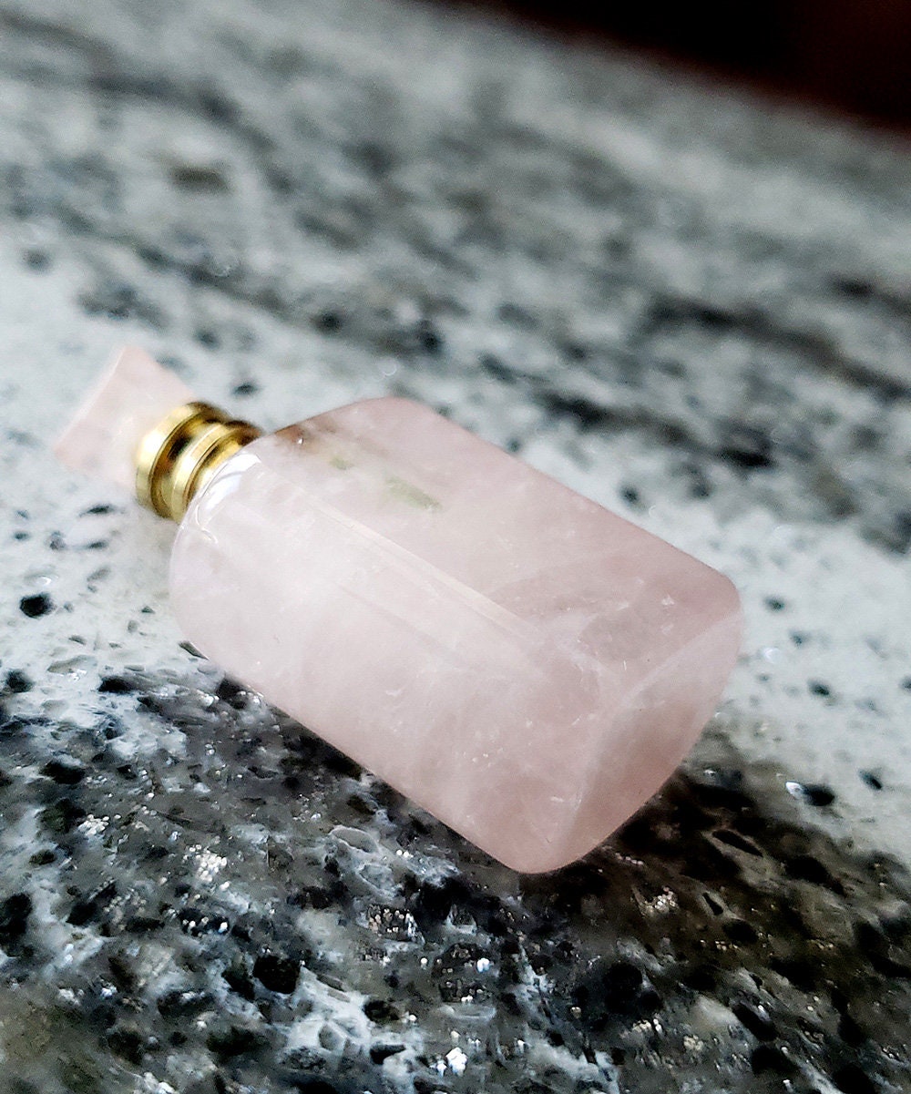 Rose quartz aromatherapy bottle pendant