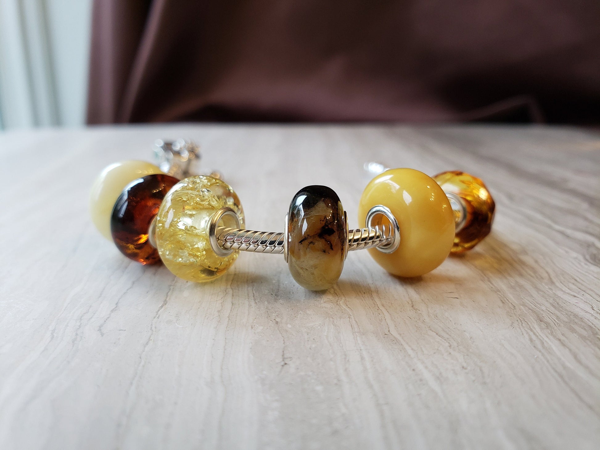 baltic amber beads with silver cores for Pandora bracelets
