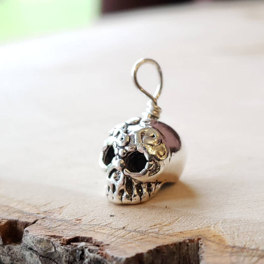 Solide 925 Sterling Silver Skull Pendentif Charme, Crâne de sucre, Collier en argent, Cinco de Mayo, Goth, Collier pour hommes, Bijoux de déclaration