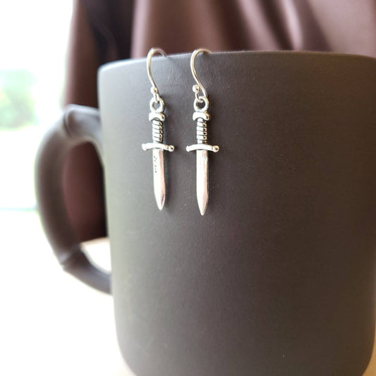 sterling silver dagger drop earrings