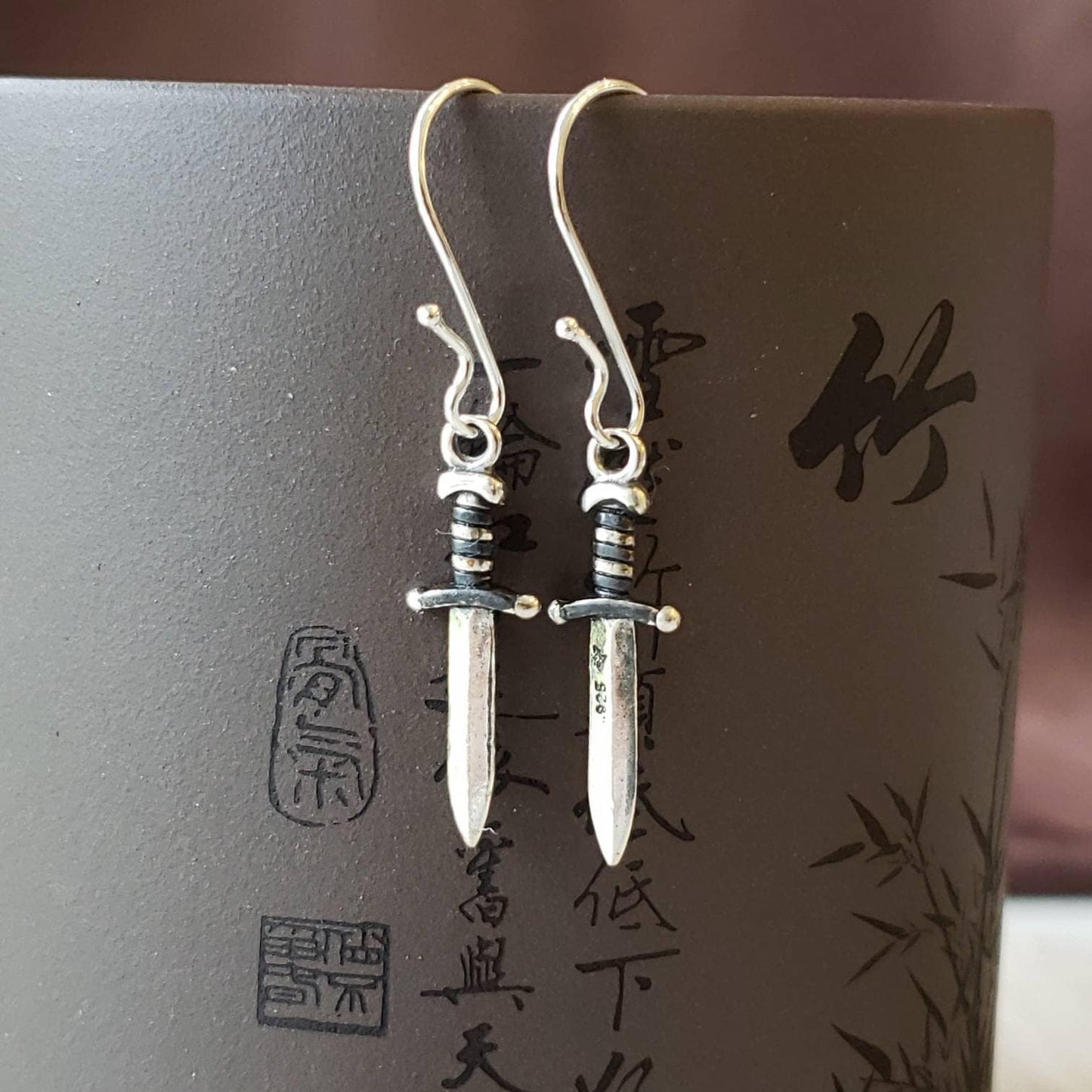 Knife  Dangle Earrings, Sterling Silver Sword Earrings, Dagger Earrings, Goth Jewelry, Edgy Earrings, Girlfriend Gift