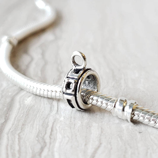 silver charm holder bead for european bracelets