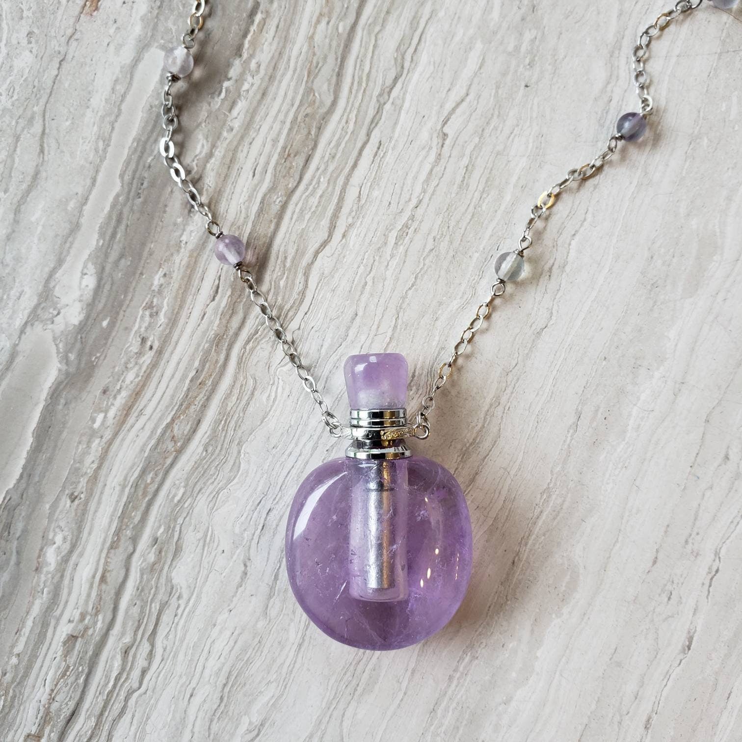 amethyst gem bottle pendant