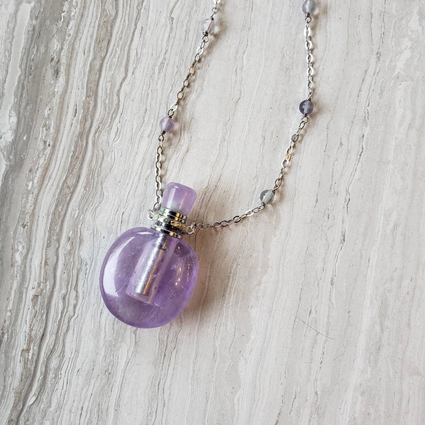 amethyst gem bottle pendant