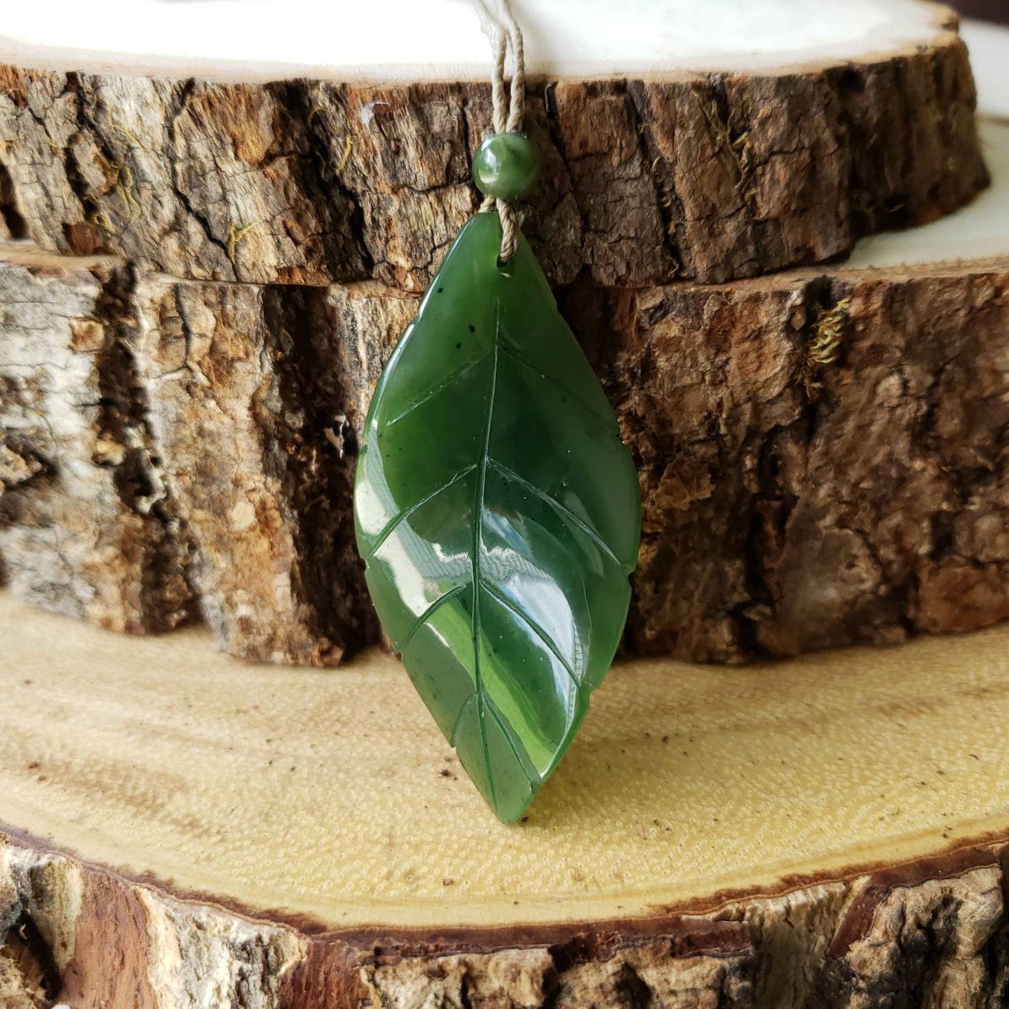 Canadian jade leaf necklace